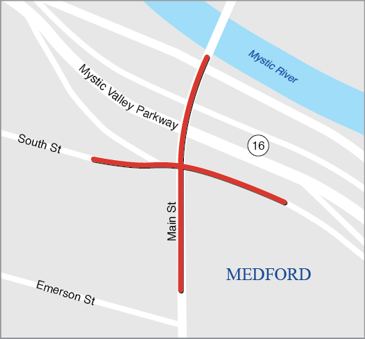 MEDFORD: INTERSECTION IMPROVEMENTS AT MAIN STREET/SOUTH STREET, MAIN STREET/MYSTIC VALLEY PARKWAY RAMPS, AND MAIN STREET/MYSTIC AVENUE 